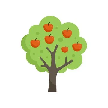 Apple tree icon flat vector. Plant bush Stock Illustration