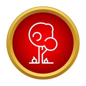 Apple tree icon on red button design 스톡 일러스트