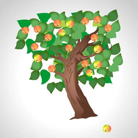 Apple tree isolated illustration Stock Illustration