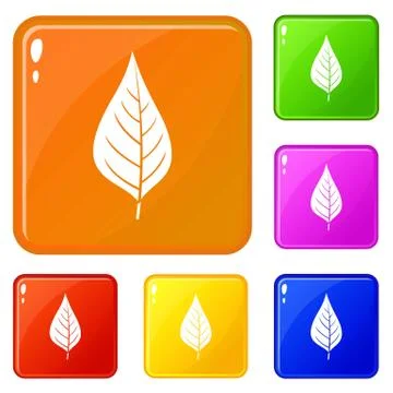 Apple tree leaf icons set vector color Illustrazione stock