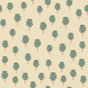 Apple tree with leaves and fruit seamless pattern on light background. Stock Illustration
