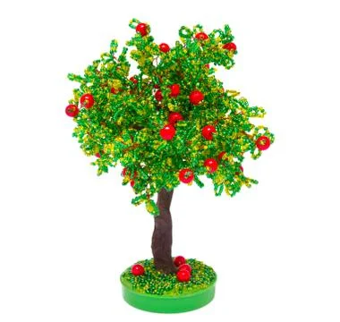 The apple-tree made with own hands from beads Stock Photos