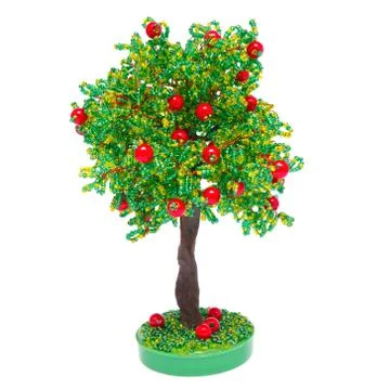 The apple-tree made with own hands from beads Stock Photos