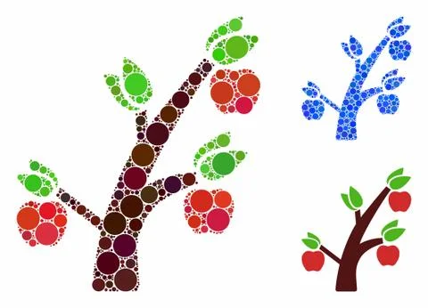 Apple tree Mosaic Icon of Round Dots Illustrazione stock