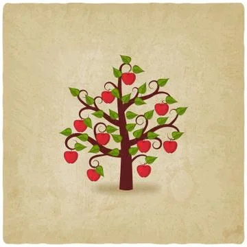 Apple tree old background Stock Illustration