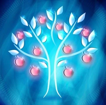 Apple tree with red apples Stock Illustration