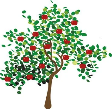 Apple tree with red apples Stock Illustration
