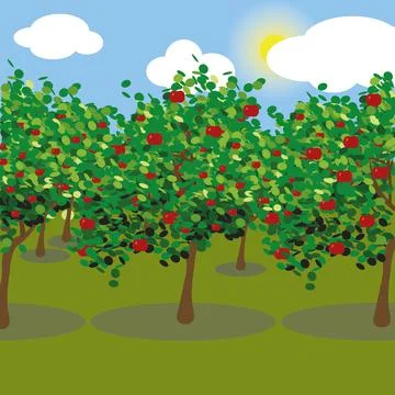 Apple tree with red apples Stock Illustration