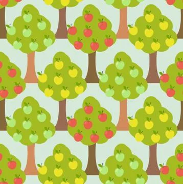 Apple tree seamless pattern. Orchard background Stock Illustration