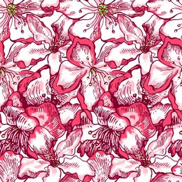 Apple tree sketch Pattern  Stock Illustration