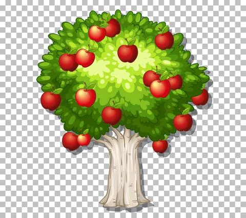 Apple tree on transparent background Illustrazione stock