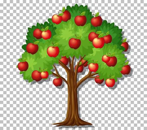 Apple tree on transparent background Illustrazione stock