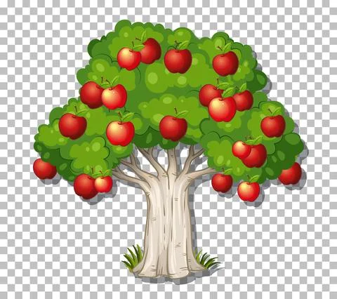 Apple tree on transparent background Illustrazione stock