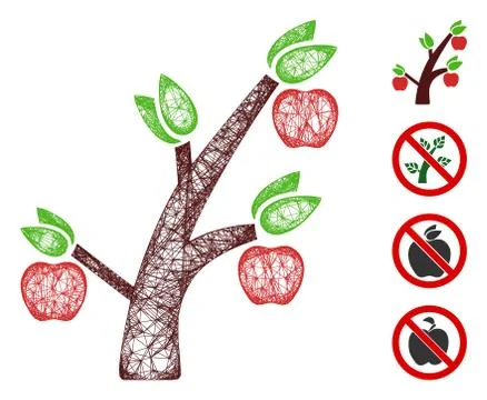 Apple Tree Web Vector Mesh Illustration Illustrazione stock