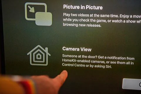 Apple TV Interface Highlighting Camera View Feature Foto stock