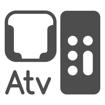 Apple tv mount and remote control solid icon, monitors and TV concept, remout Stock Illustration