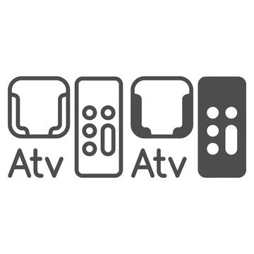 Apple tv mount and remote control line and solid icon, monitors and TV concept 스톡 일러스트