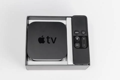 Apple TV with remote control Stock Photos