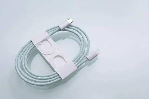 Apple USB-C to Lightning Cable in green Stock Photos