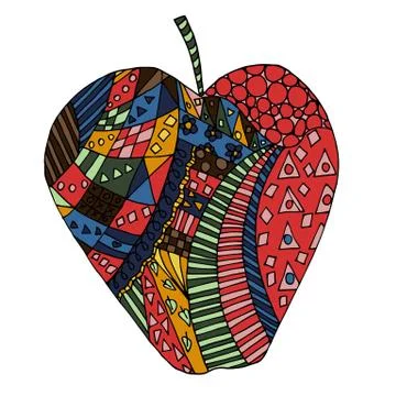 Apple vector, fruit zen tangle and doodle. Zentangle tattoo. 스톡 일러스트