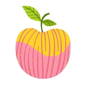 Apple vector graphic illustration whole ripe childlike abstract flat stylized Stock Illustration