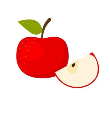 Apple vector icon on white background. Flat, cartoon style. For web design an Stock Illustration
