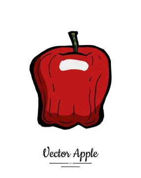 Apple vector isolated. Red fruit hand drawn illustration. Trendy food vegetar Stock Illustration