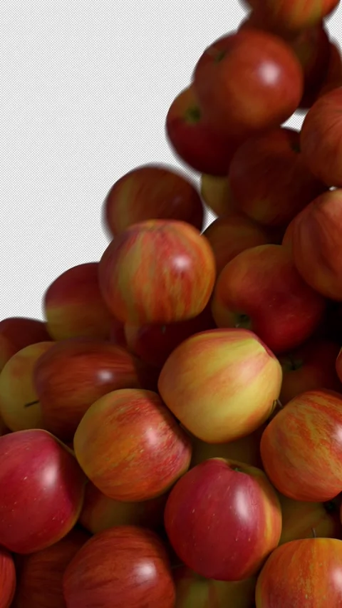 Apple Vertical Transition with Alpha on Transparent Background. 3D rendering Stock Footage 331281607
