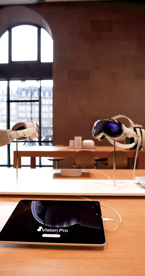 Apple Vision Pro VR Headset Display Vertical Stock Footage 312177848