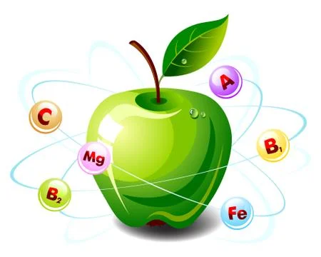 Apple with vitamins Stock Illustration