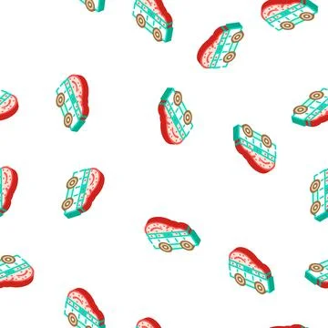 Apple wagon delivery isometric icon seamless pattern Stock Illustration