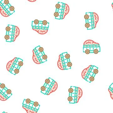 Apple wagon delivery vector seamless pattern Stock Illustration
