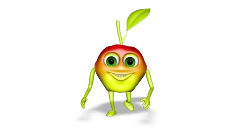 Apple Walks Loop on White Background Stock Footage 154347689