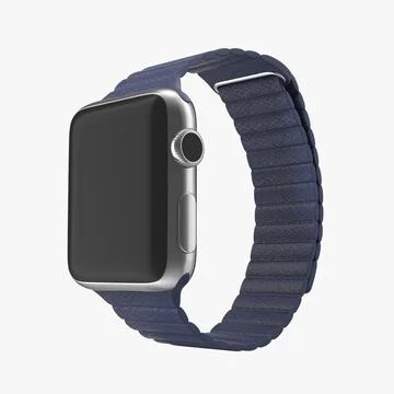 Apple Watch 38mm Magnetic Closure Blue Leather Loop 3D Model 3D Model