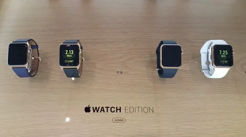 Apple watch on display in Apple store in Palo Alto, CA Stock Footage 59759203