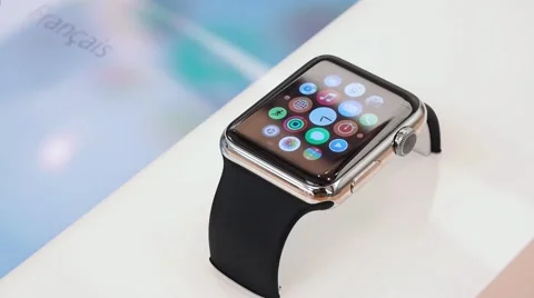 Apple Watch sits at the store Stock Footage 49229816