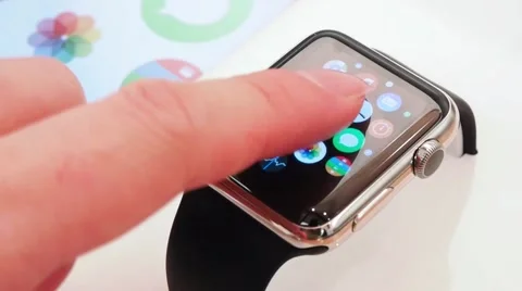 Apple Watch sits at the store Stock Footage 49229847