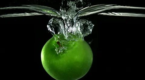 Apple in water, Slow Motion Stock Footage 9301681