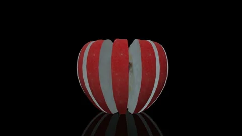 Apple Wedges turns on itself - loop animation Stock Footage 253668387