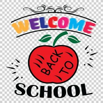 Apple Welcome School Text design swirls typographic Ilustração Stock