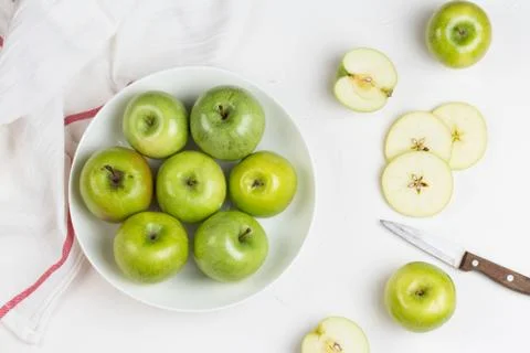 Apple on white table Stock Photos