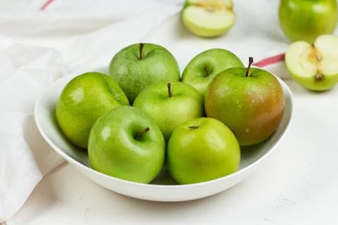 Apple on white table Stock Photos