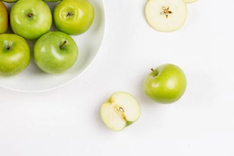 Apple on white table Stock Photos