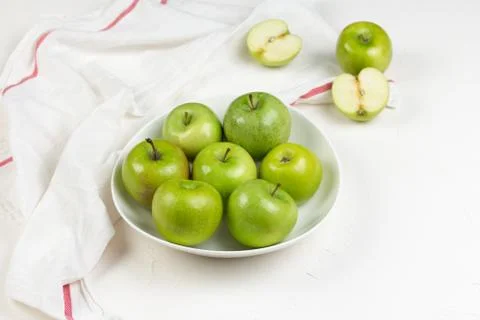 Apple on white table Stock Photos