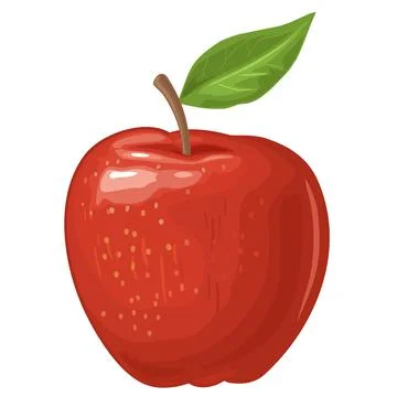 Apple whole and half with leaf. Color flat illustration Stock Illustration