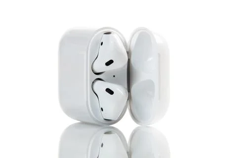 Apple wireless earphones Stock Photos