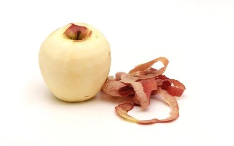 Apple without skin on a white background. Foto stock