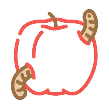 Apple worm color icon vector illustration Stock Illustration