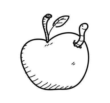 Apple Worm Doodle Stock Illustration