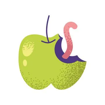 Apple with worm Stock Illustration